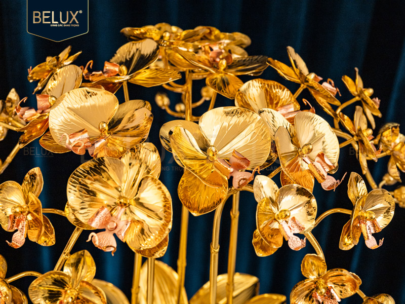 Chậu Lan Vàng Sen Ngọc mạ vàng 24k&nbsp;cao 50cm